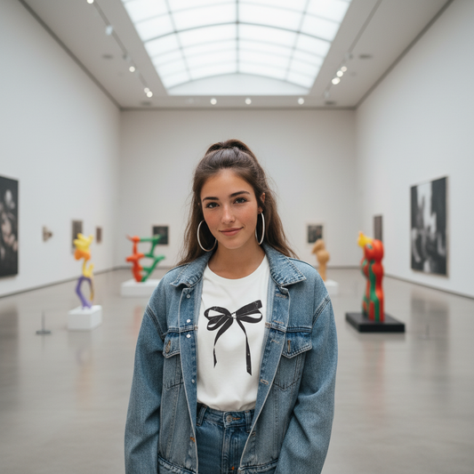 Black Bow Graphic Tee | Women’s Minimalist T-Shirt | Artistic Casual Top