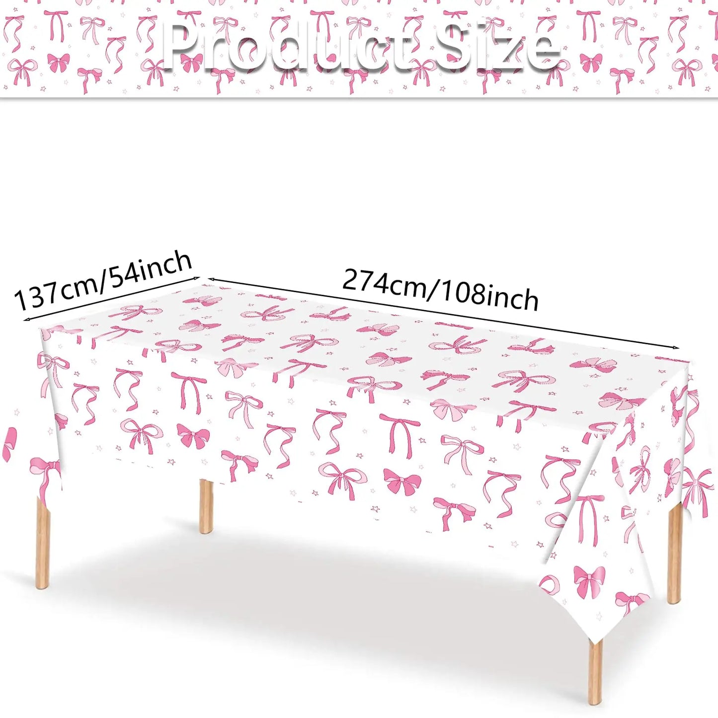 Bow Print Tablecloth – Cute Aesthetic Dining & Kitchen Table Cover