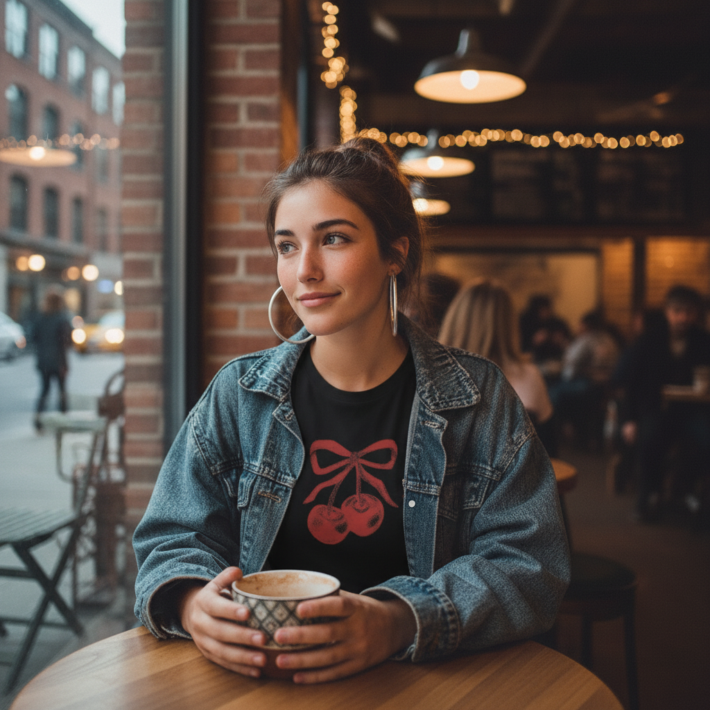 Cherry Bow Graphic Tee | Women’s Retro T-Shirt | Vintage Style Casual Top