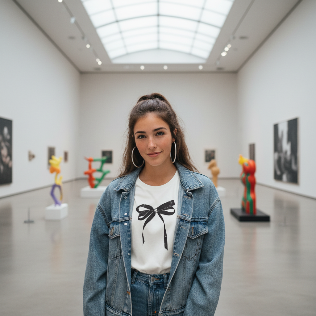 Black Bow Graphic Tee | Women’s Minimalist T-Shirt | Artistic Casual Top