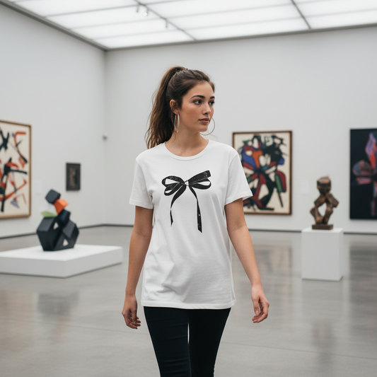 Black Bow Graphic Tee | Women’s Minimalist T-Shirt | Artistic Casual Top