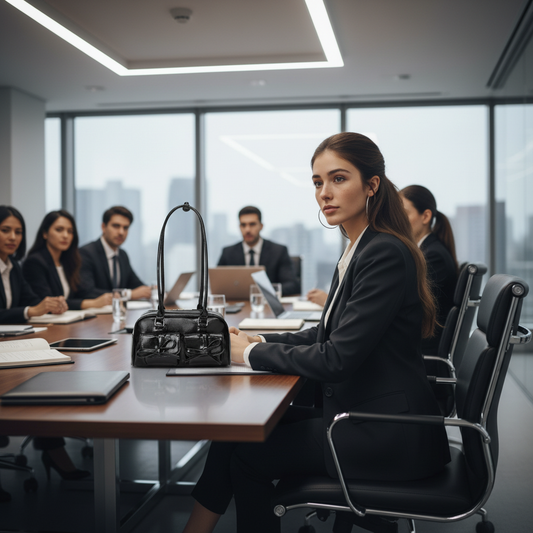 Double Bow Pocket Handbag | Women’s Professional Satchel | Structured Work Bag