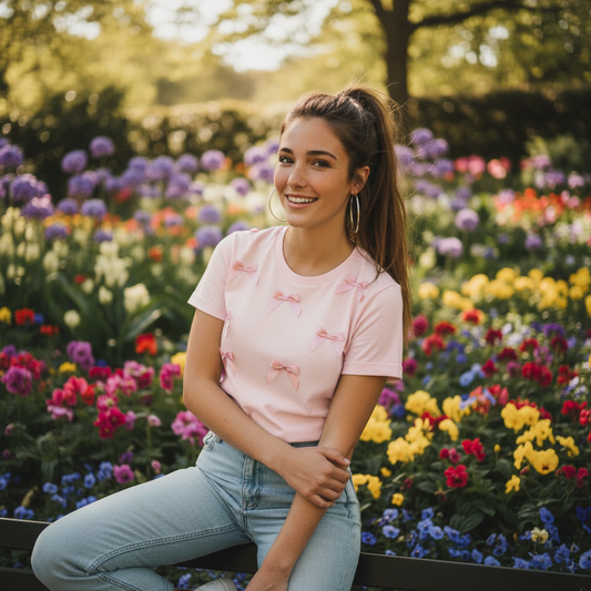 Women’s Bow Detail T-Shirt – Soft Cotton Casual Top