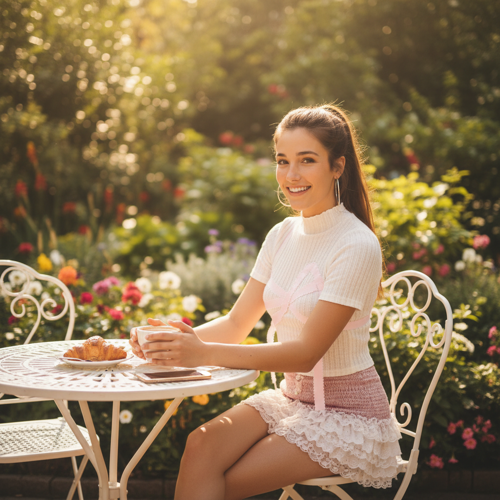 Women’s Bow Ribbon Crop Top – Cute Feminine Statement Tee