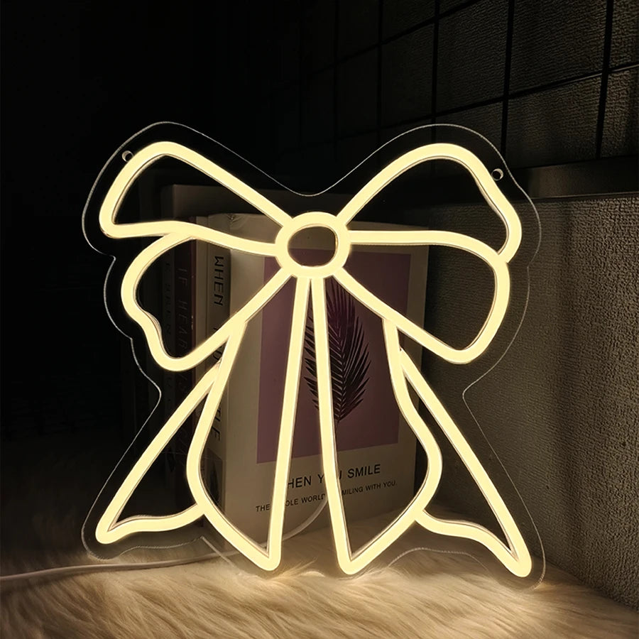 Aesthetic Neon Bow Light Decor
