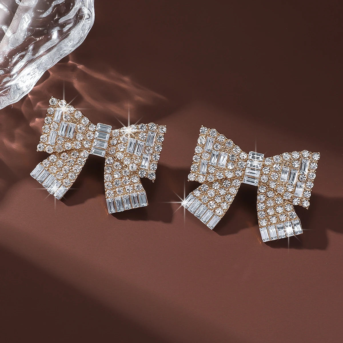 Large Crystal Bow Statement Stud Earrings | Rhinestone Statement Earrings | Sparkly Party Jewelry