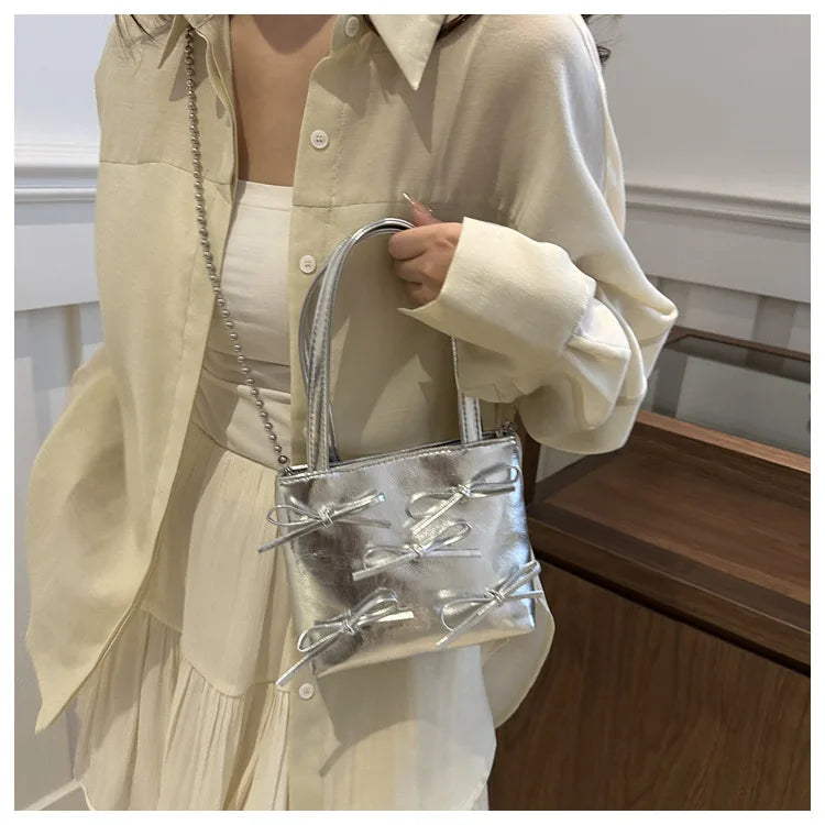 Bow Detail Mini Handbag | Women’s Chain Crossbody Purse | Elegant Evening Bag