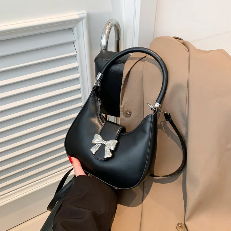 Bow Clasp Shoulder Bag | Women’s Elegant Crossbody Purse | Versatile Handbag
