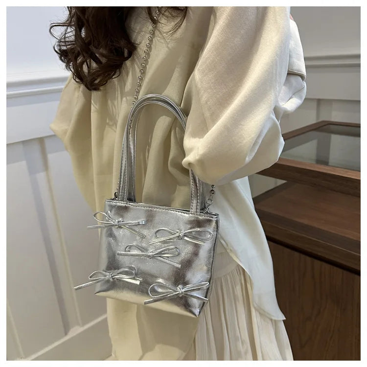 Bow Detail Mini Handbag | Women’s Chain Crossbody Purse | Elegant Evening Bag