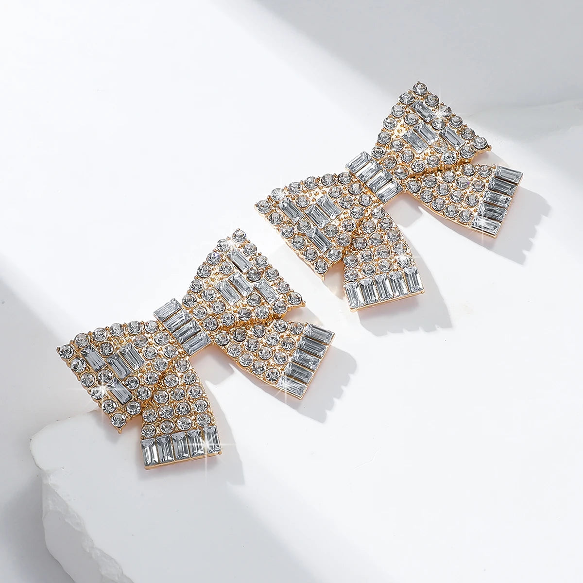 Large Crystal Bow Statement Stud Earrings | Rhinestone Statement Earrings | Sparkly Party Jewelry