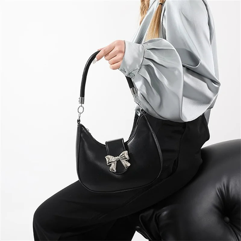 Bow Clasp Shoulder Bag | Women’s Elegant Crossbody Purse | Versatile Handbag