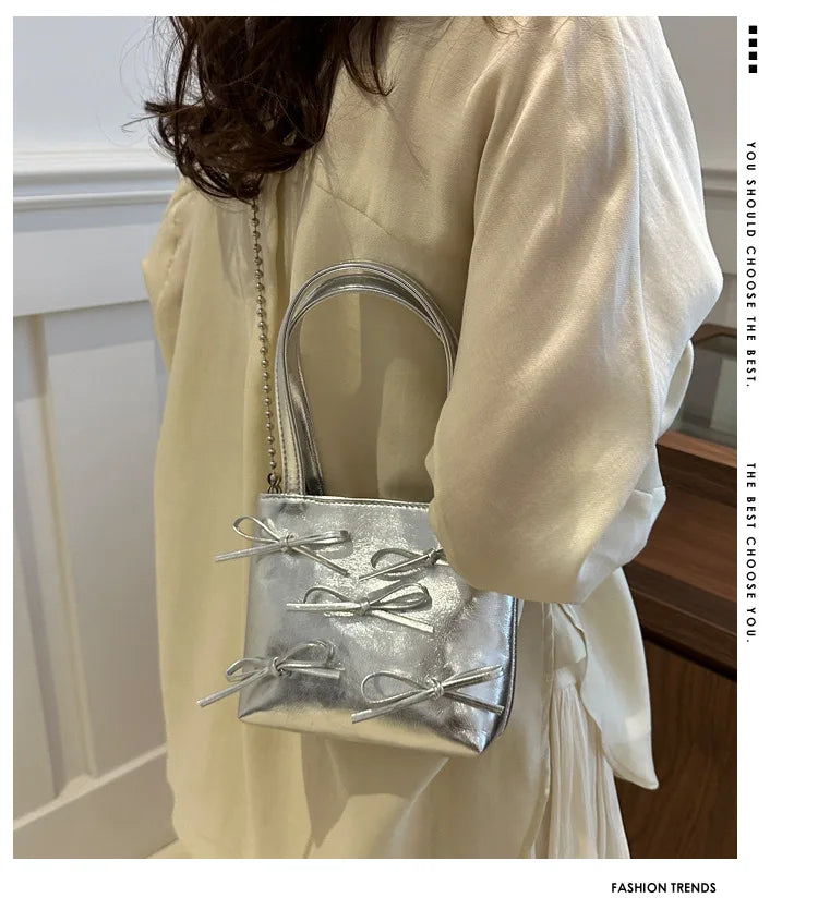 Bow Detail Mini Handbag | Women’s Chain Crossbody Purse | Elegant Evening Bag