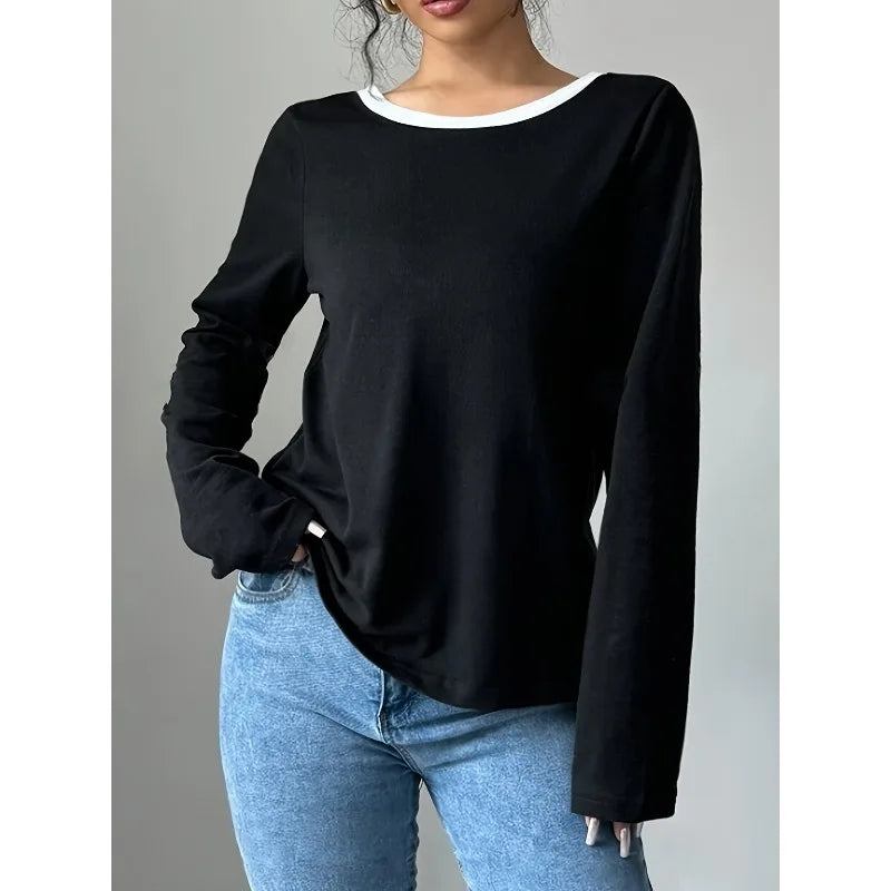 Slim-fit Long-sleeved Women's Double Bowed Top
