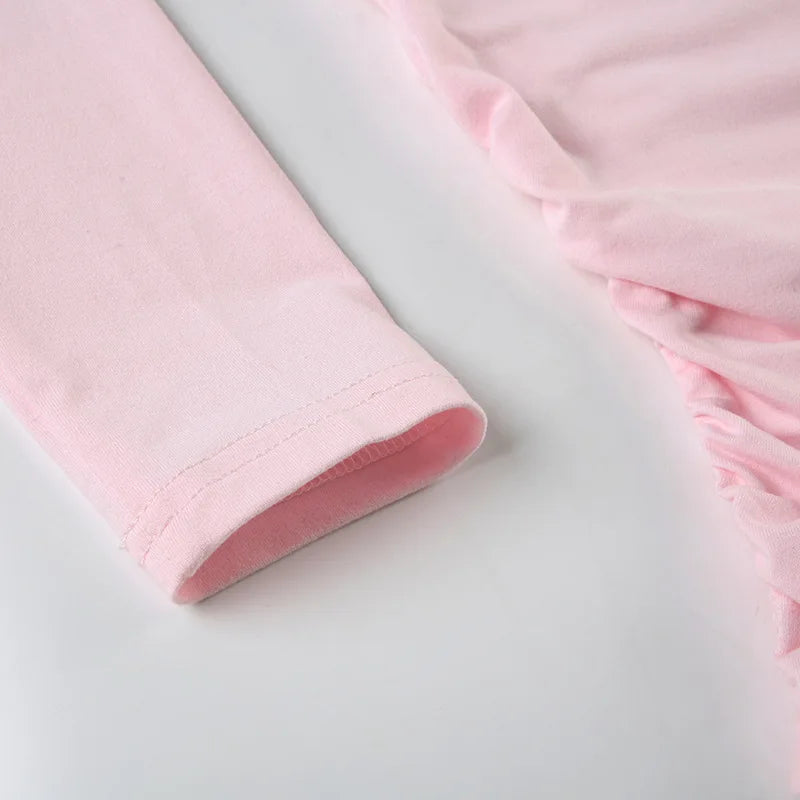 Cropped Shoulder Bow Long Sleeve Top | Women’s Fitted Crew Neck Shirt | Feminine Casual Top