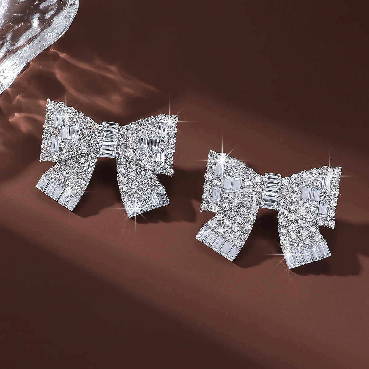 Large Crystal Bow Statement Stud Earrings | Rhinestone Statement Earrings | Sparkly Party Jewelry