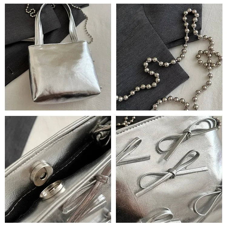 Bow Detail Mini Handbag | Women’s Chain Crossbody Purse | Elegant Evening Bag