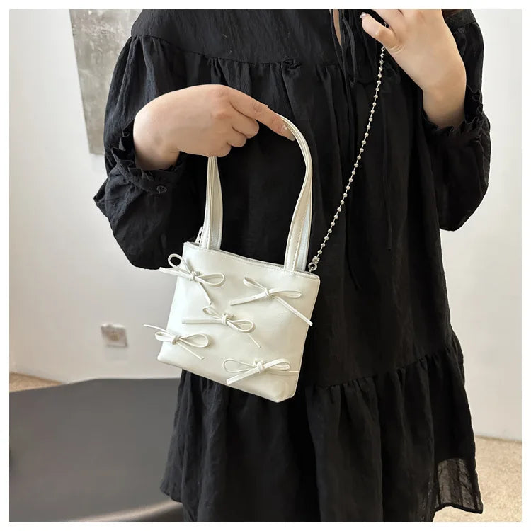 Bow Detail Mini Handbag | Women’s Chain Crossbody Purse | Elegant Evening Bag