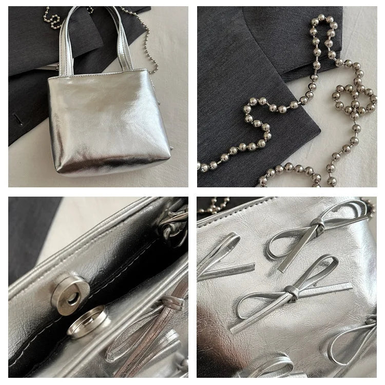 Bow Detail Mini Handbag | Women’s Chain Crossbody Purse | Elegant Evening Bag