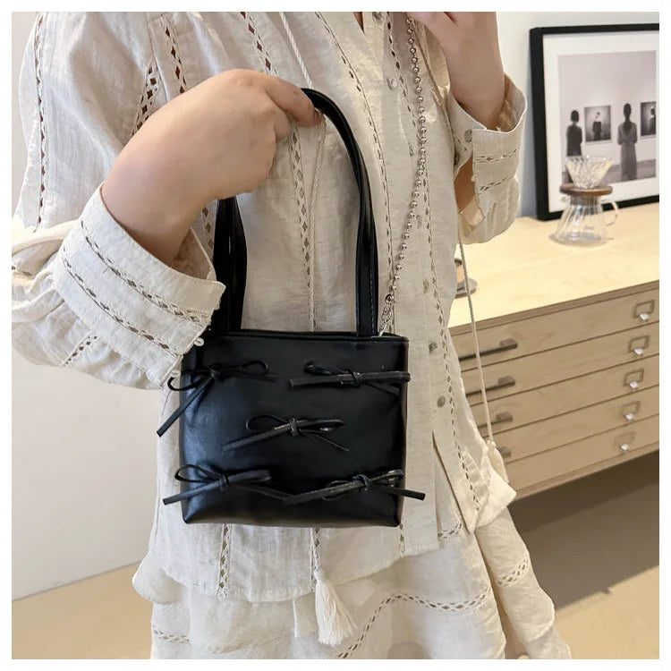 Bow Detail Mini Handbag | Women’s Chain Crossbody Purse | Elegant Evening Bag