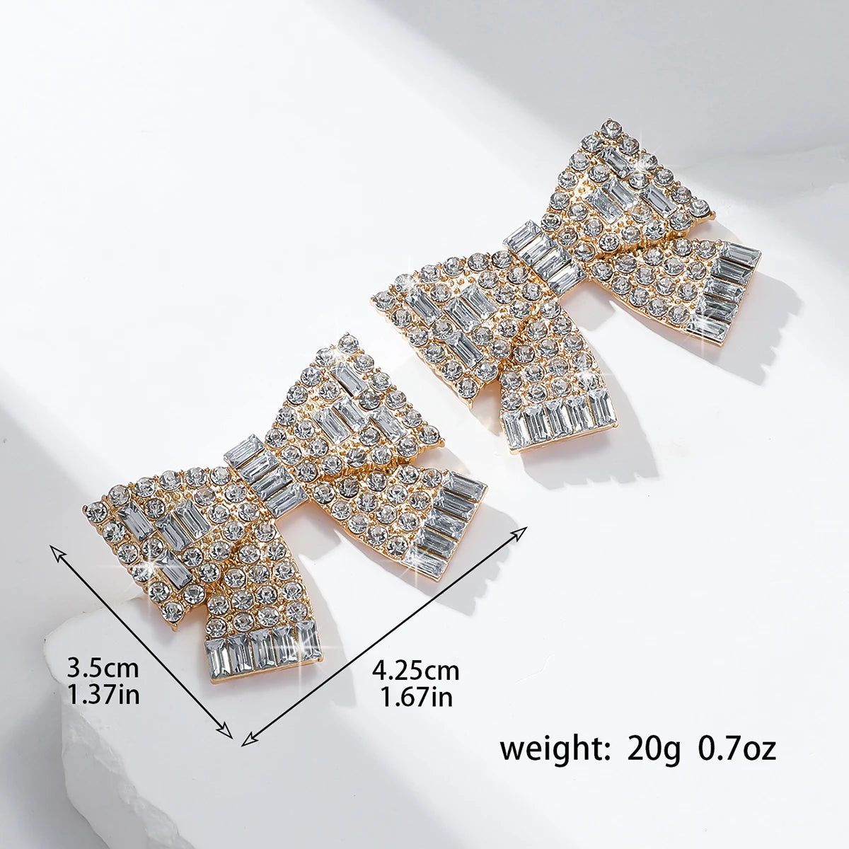 Large Crystal Bow Statement Stud Earrings | Rhinestone Statement Earrings | Sparkly Party Jewelry