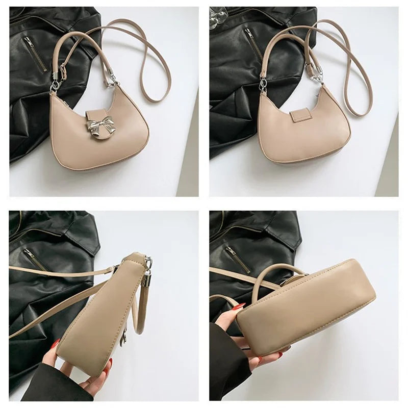 Bow Clasp Shoulder Bag | Women’s Elegant Crossbody Purse | Versatile Handbag