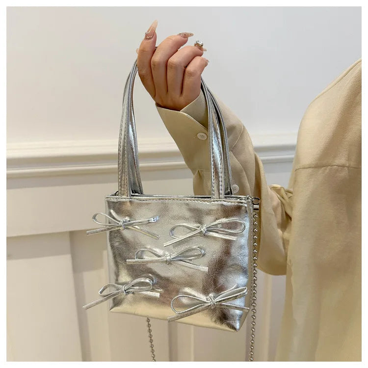 Bow Detail Mini Handbag | Women’s Chain Crossbody Purse | Elegant Evening Bag