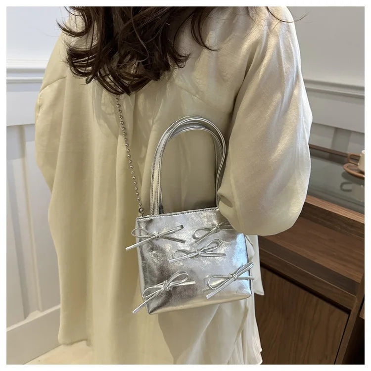 Bow Detail Mini Handbag | Women’s Chain Crossbody Purse | Elegant Evening Bag