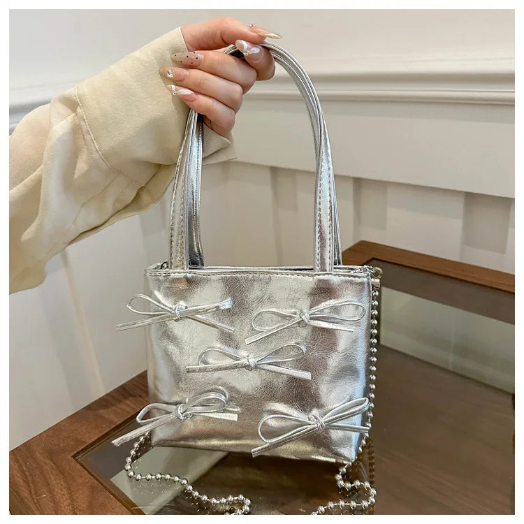 Bow Detail Mini Handbag | Women’s Chain Crossbody Purse | Elegant Evening Bag