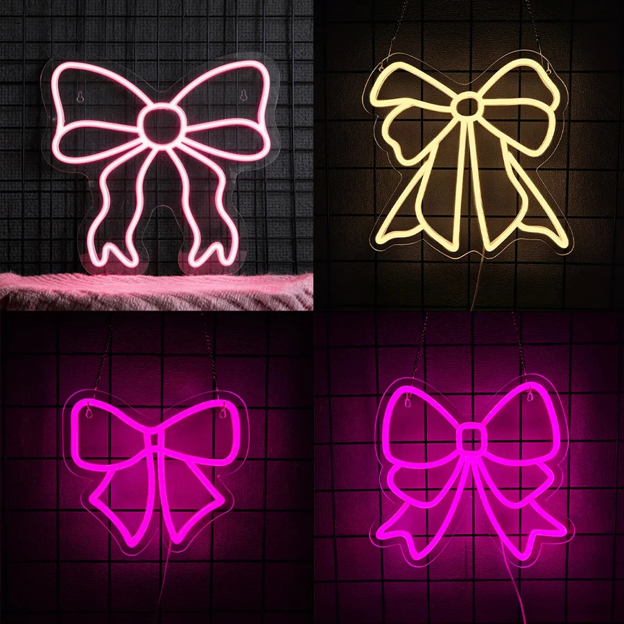 Aesthetic Neon Bow Light Decor
