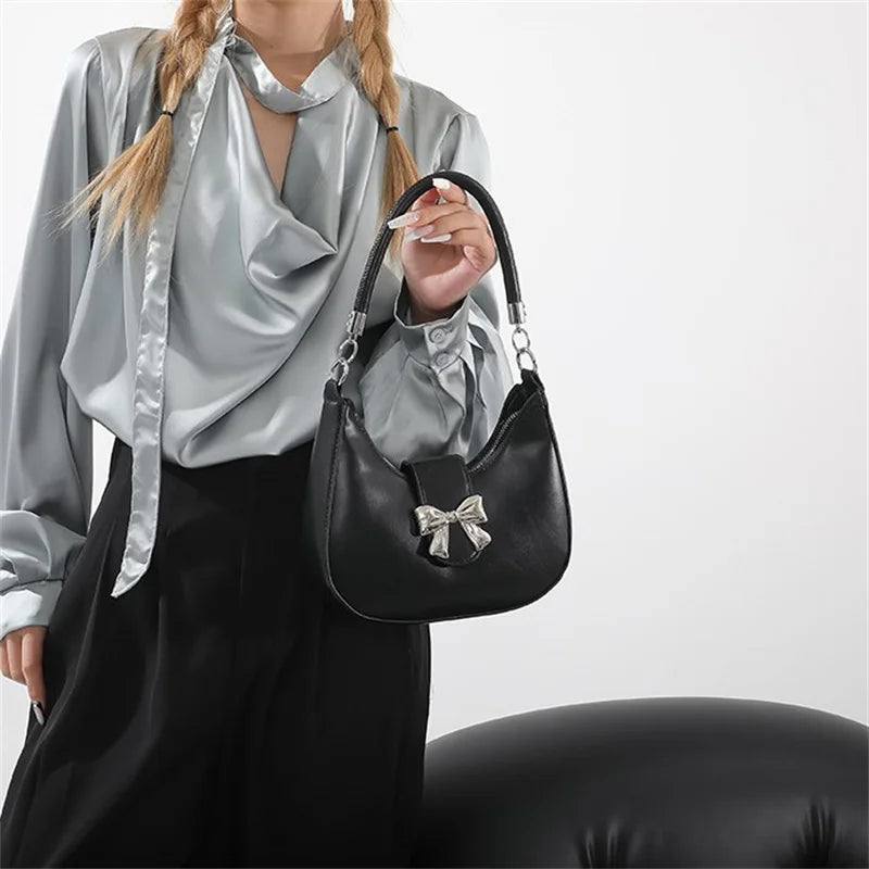 Bow Clasp Shoulder Bag | Women’s Elegant Crossbody Purse | Versatile Handbag