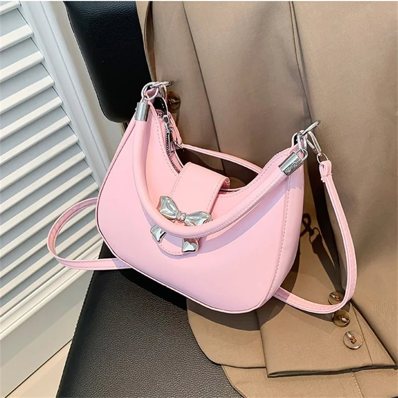 Bow Clasp Shoulder Bag | Women’s Elegant Crossbody Purse | Versatile Handbag