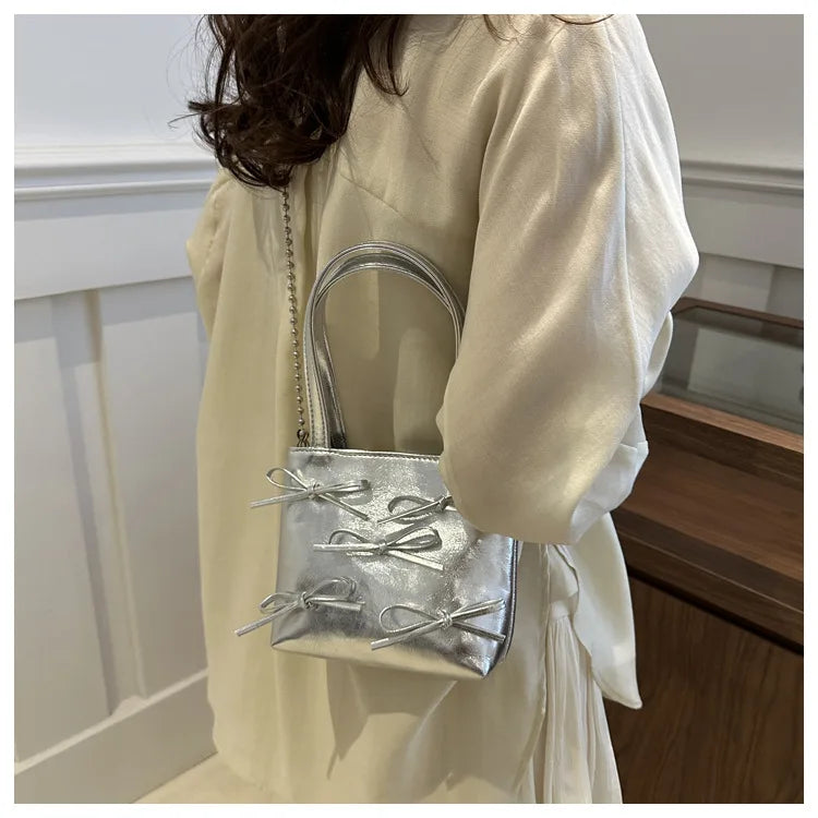 Bow Detail Mini Handbag | Women’s Chain Crossbody Purse | Elegant Evening Bag