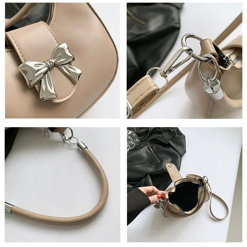 Bow Clasp Shoulder Bag | Women’s Elegant Crossbody Purse | Versatile Handbag
