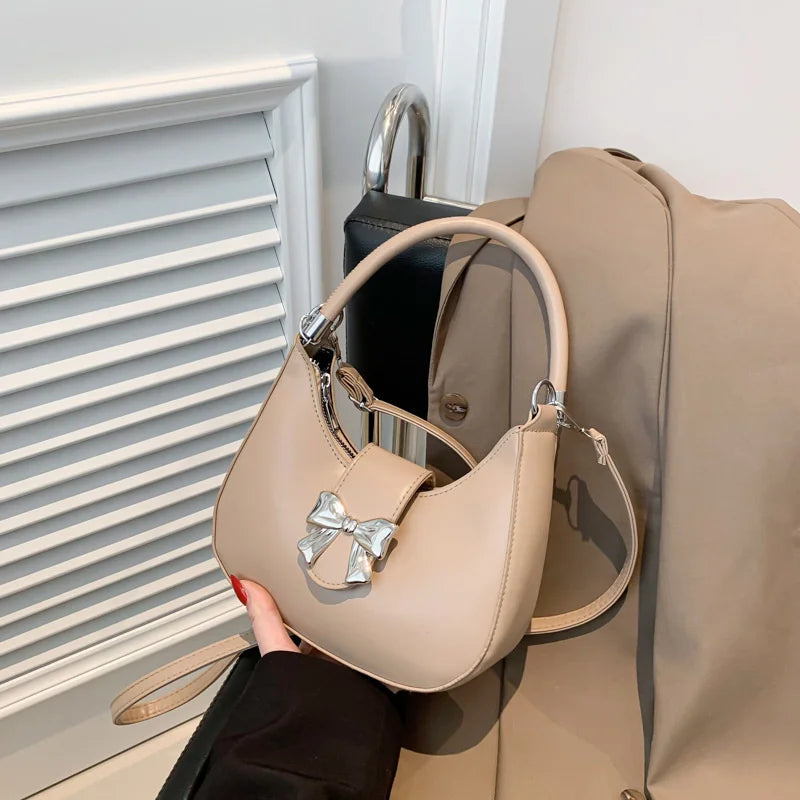 Bow Clasp Shoulder Bag | Women’s Elegant Crossbody Purse | Versatile Handbag