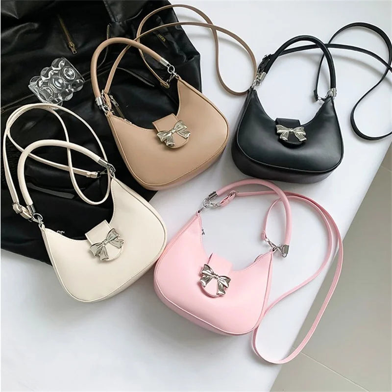 Bow Clasp Shoulder Bag | Women’s Elegant Crossbody Purse | Versatile Handbag