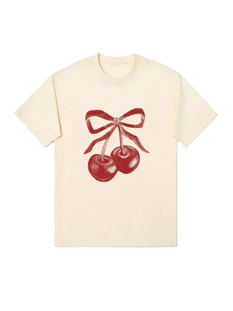 Cherry Bow Graphic Tee | Women’s Retro T-Shirt | Vintage Style Casual Top