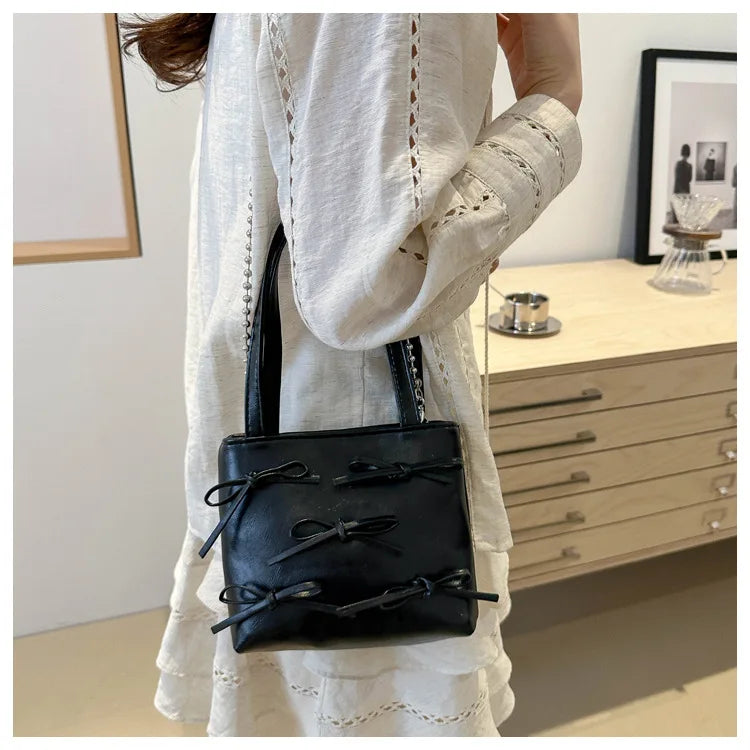 Bow Detail Mini Handbag | Women’s Chain Crossbody Purse | Elegant Evening Bag