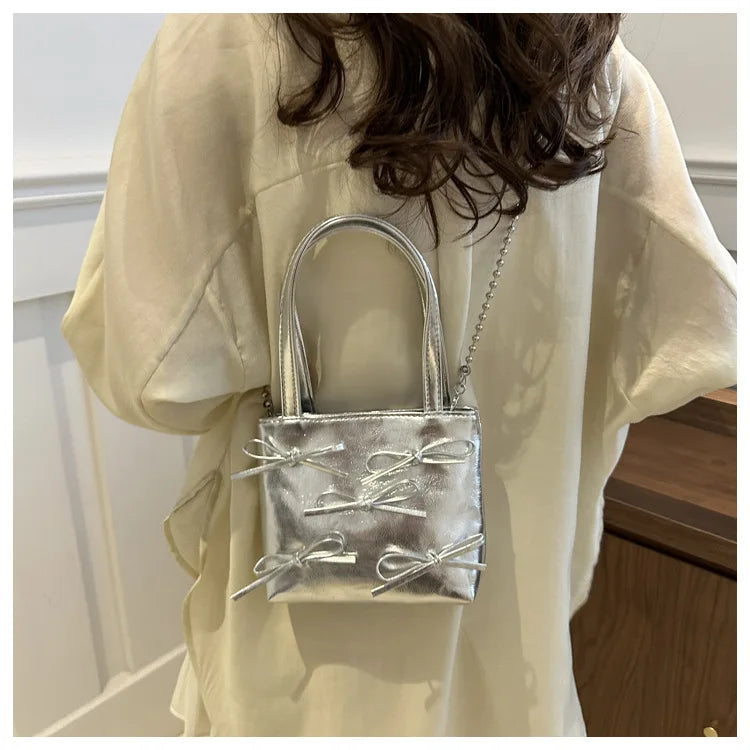 Bow Detail Mini Handbag | Women’s Chain Crossbody Purse | Elegant Evening Bag