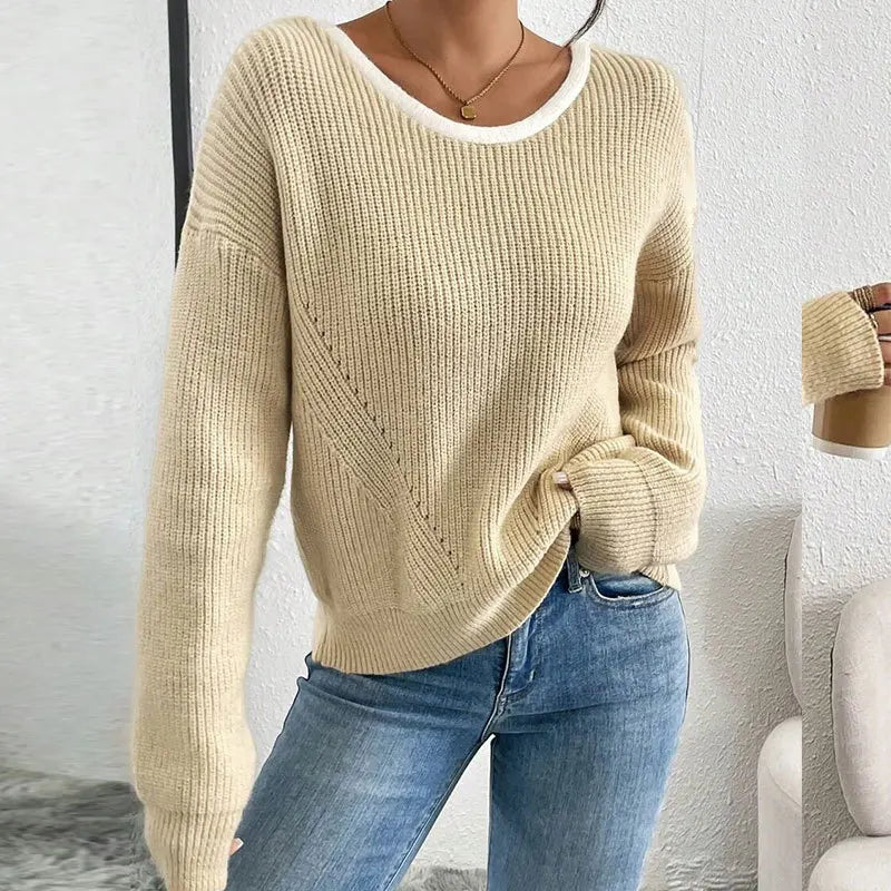 Back Bow Tie Sweater | Women’s Reversible Knit Top | Feminine V-Back Pullover