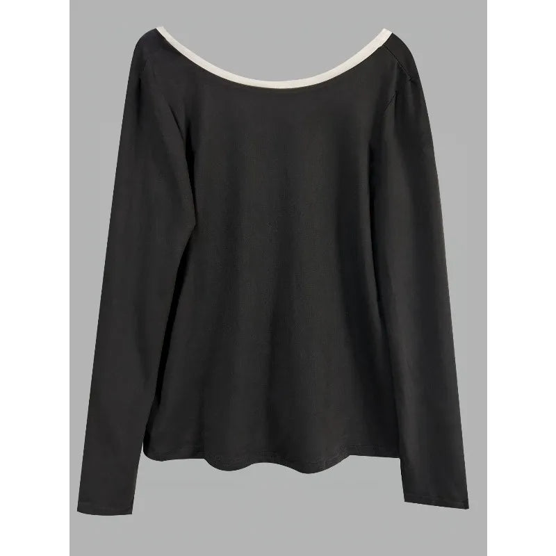 Slim-fit Long-sleeved Women's Double Bowed Top
