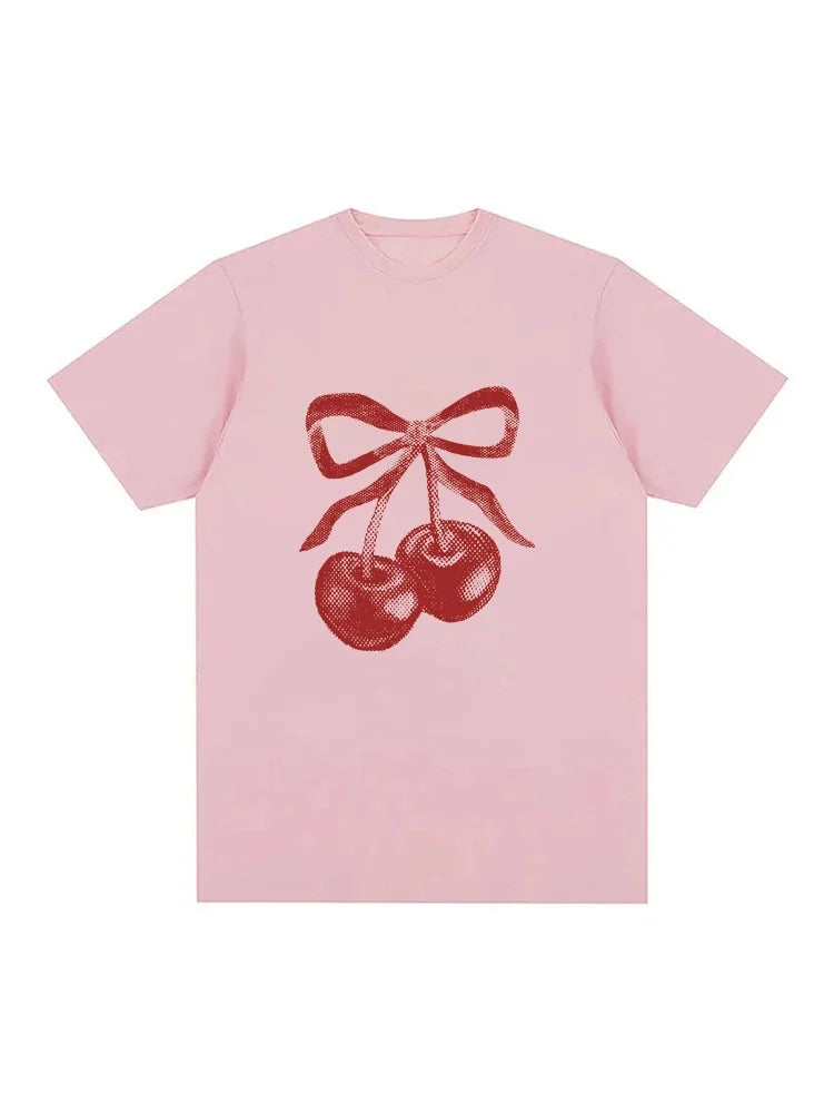 Cherry Bow Graphic Tee | Women’s Retro T-Shirt | Vintage Style Casual Top