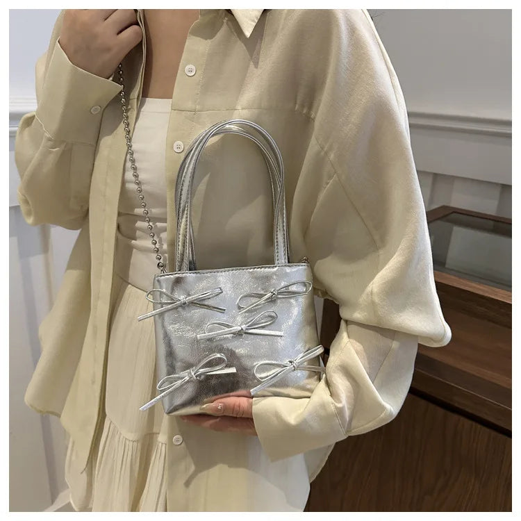 Bow Detail Mini Handbag | Women’s Chain Crossbody Purse | Elegant Evening Bag