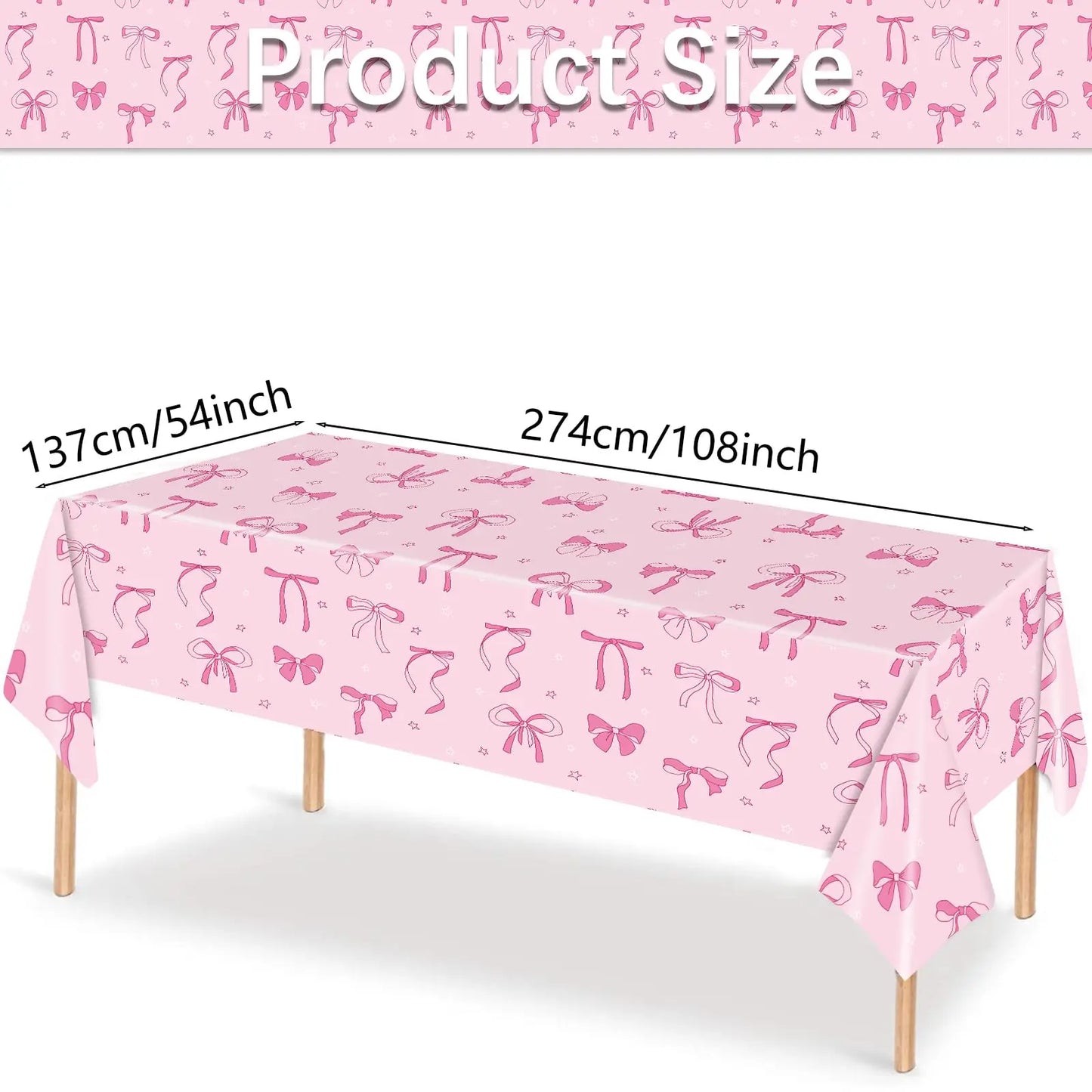 Bow Print Tablecloth – Cute Aesthetic Dining & Kitchen Table Cover