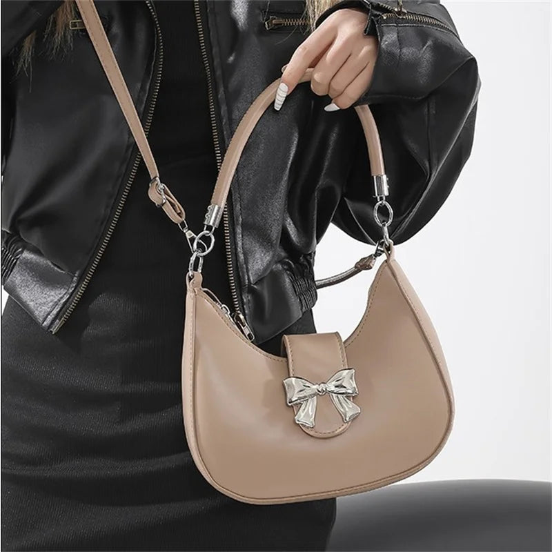 Bow Clasp Shoulder Bag | Women’s Elegant Crossbody Purse | Versatile Handbag