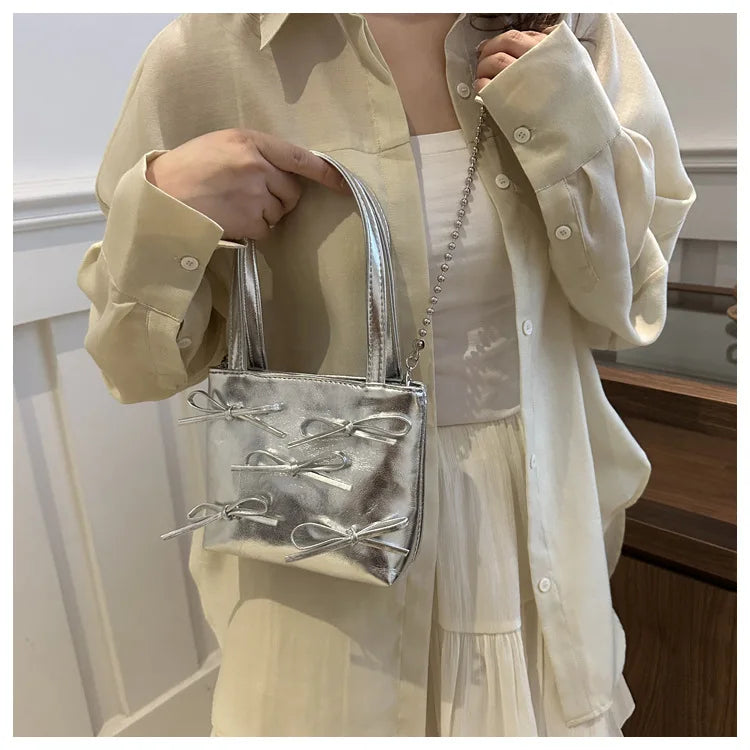 Bow Detail Mini Handbag | Women’s Chain Crossbody Purse | Elegant Evening Bag