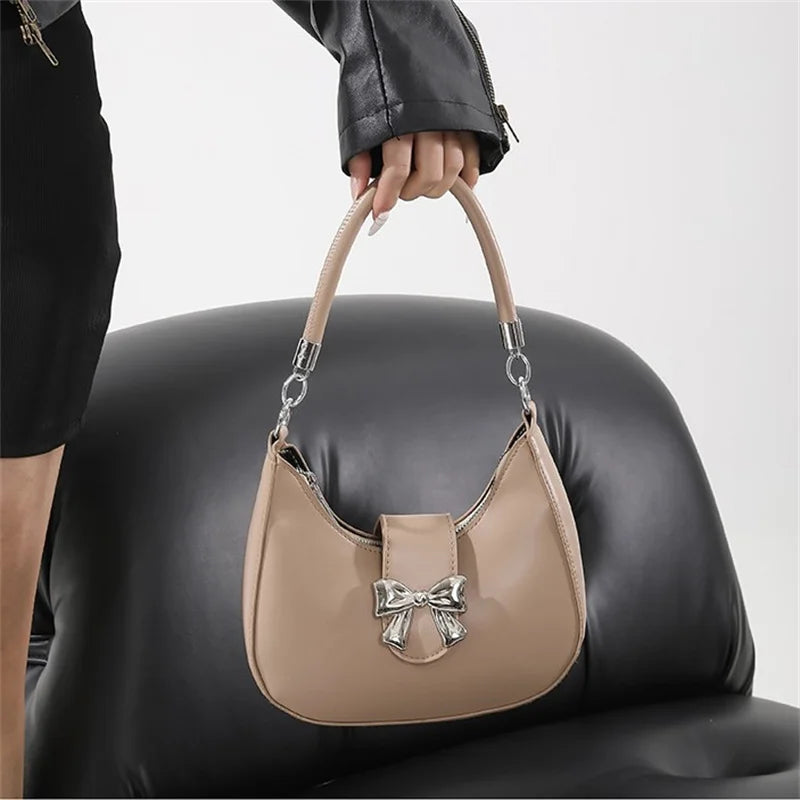 Bow Clasp Shoulder Bag | Women’s Elegant Crossbody Purse | Versatile Handbag